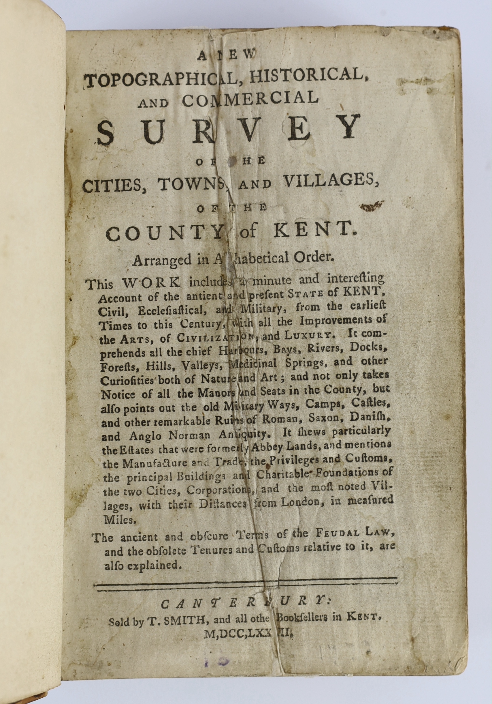 Fussell, L. - A Journey Round the Coast of Kent....including Penshurst, and Tunbridge Wells; with Rye, Winchelsea, Hastings, and Battle, in Sussex....folded map; contemp. half calf and marbled boards, gilt decorated spin